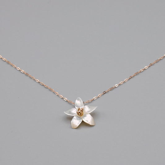 K18PG　スライドアジャスター付き"マザー・オブ・パール"　ジャスミンモチーフネックレス